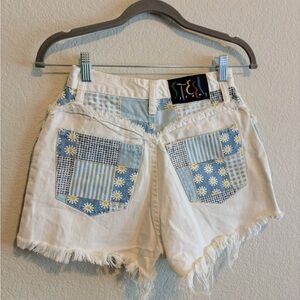 90’s Vintage Steel Jeans Patchwork Daisy Denim Shorts
